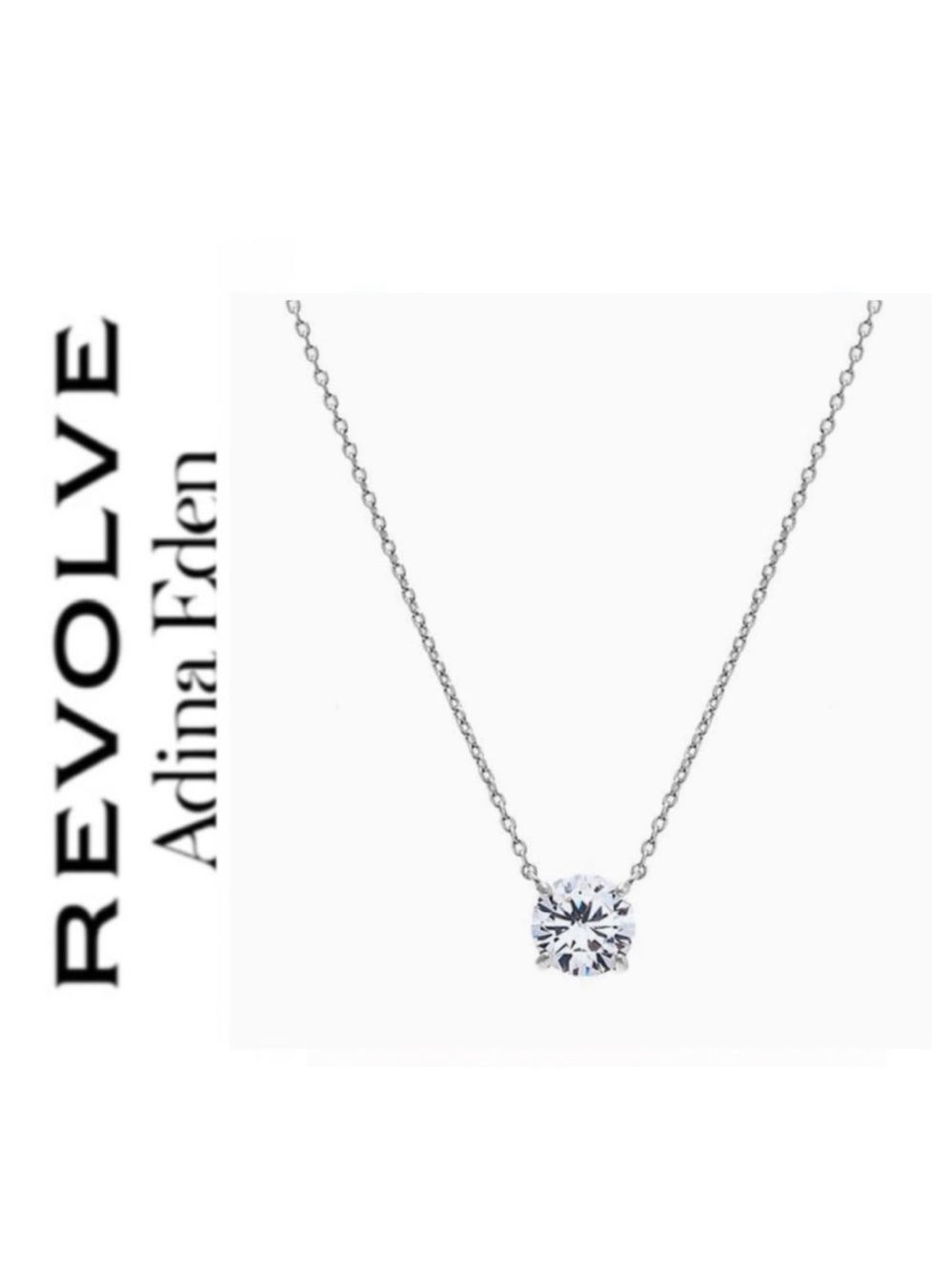 Revolve x Adina Eden Juliette Necklace CZ Brass 14k Gold Plated Rhodium